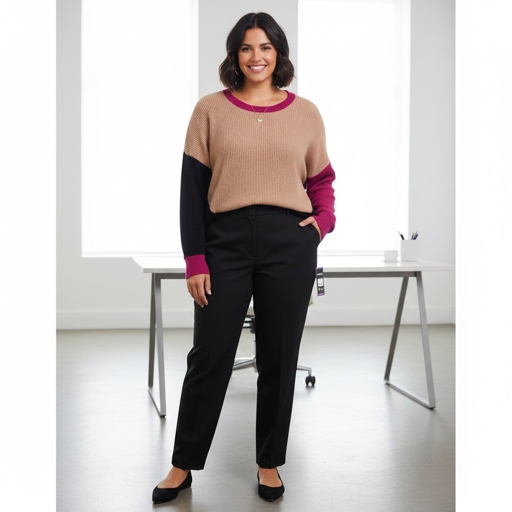 NWT‎ Express XXL Color Block Ribbed Knit Sweater Tan Black Fuchsia Pink MSRP $78